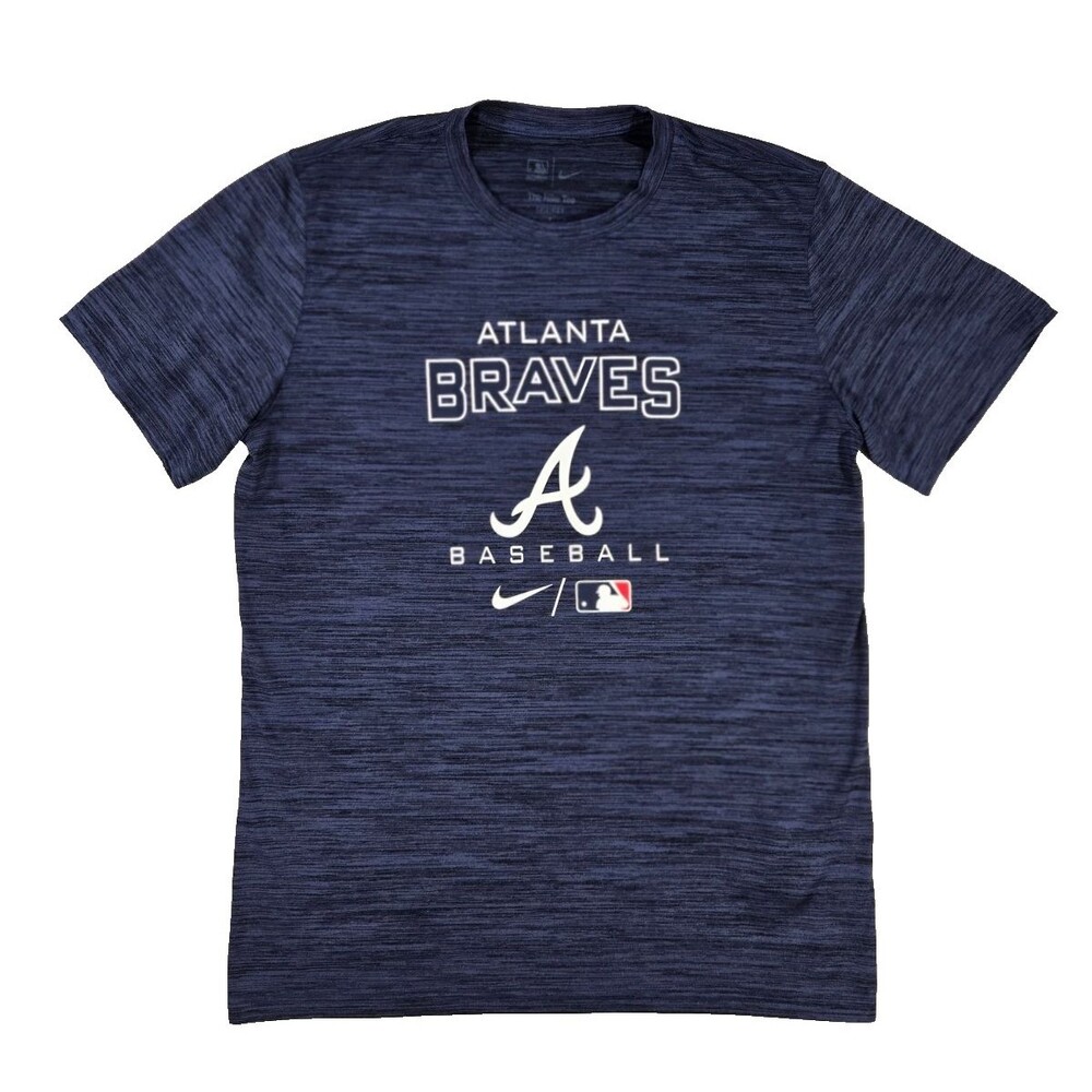 Mens Nike Dri-FIT Atlanta Braves MLB Short Sleeve T-Shirt Blue Size Large